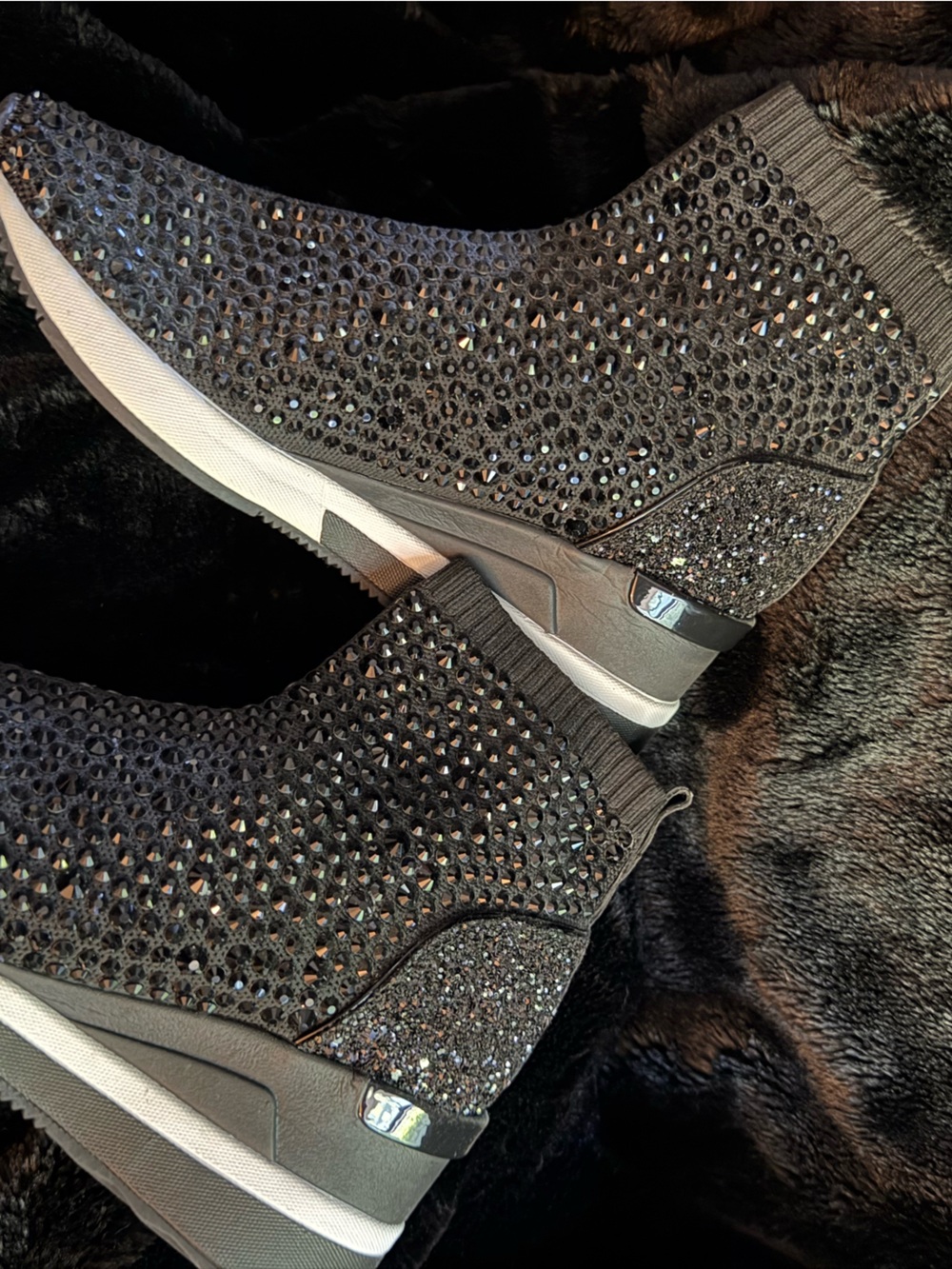 Michael Kors Women's Black Crystal Embellished Slip-On Sneakers